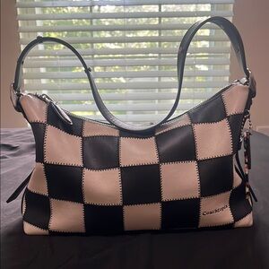 Coach Black and White Shoulder Bag with Checkered Design